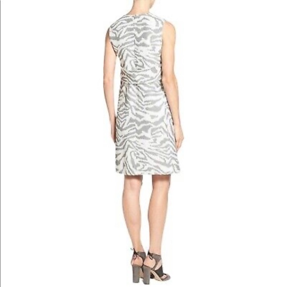 HUGO BOSS Dakola Gray Jacquard Zebra Stripe Shift Dress Wool Blend - Picture 4 of 14